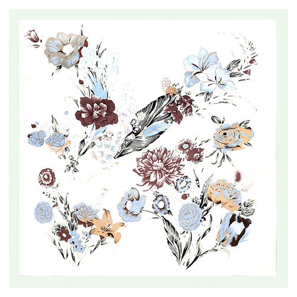 Supply peony flower 90cm scarf China silk scarf manufacturer