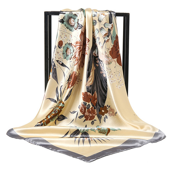 Supply peony flower 90cm scarf China silk scarf manufacturer
