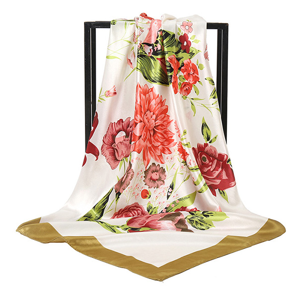 Supply peony flower 90cm scarf China silk scarf manufacturer