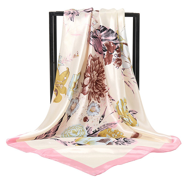 Supply peony flower 90cm scarf China silk scarf manufacturer