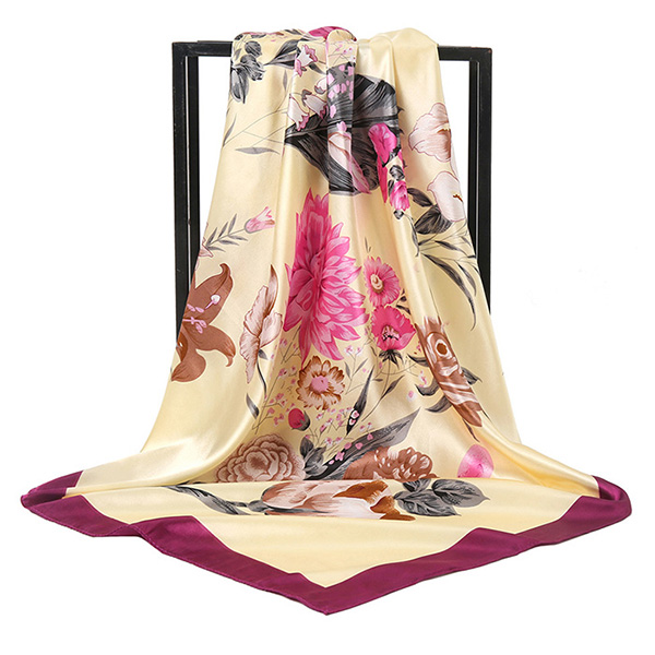 Supply peony flower 90cm scarf China silk scarf manufacturer