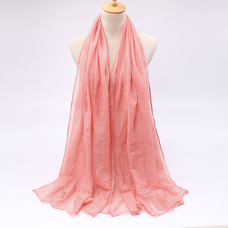 Supply cotton linen scarves Women monochrome bibs scarves in stock
