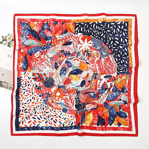 Supply 90cm scarf OEM silk scarf women printing tie company