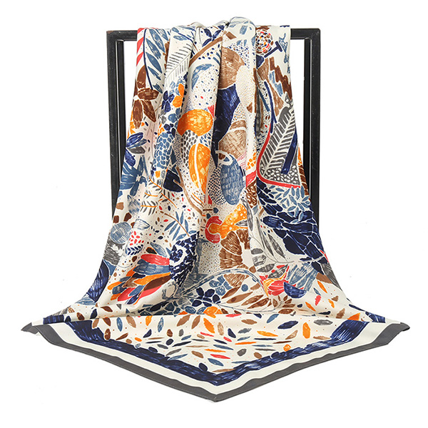 Supply 90cm scarf customized silk square scarf women printing tie manufacturer