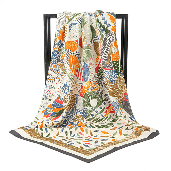 Supply 90cm scarf customized silk square scarf women printing tie manufacturer