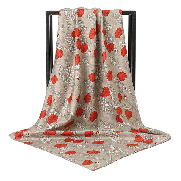 Supply 90cm scarf customized silk square scarf women printing tie manufacturer