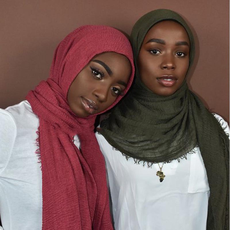 Cotton linen folds wrapped head scarf women scarf wholesale