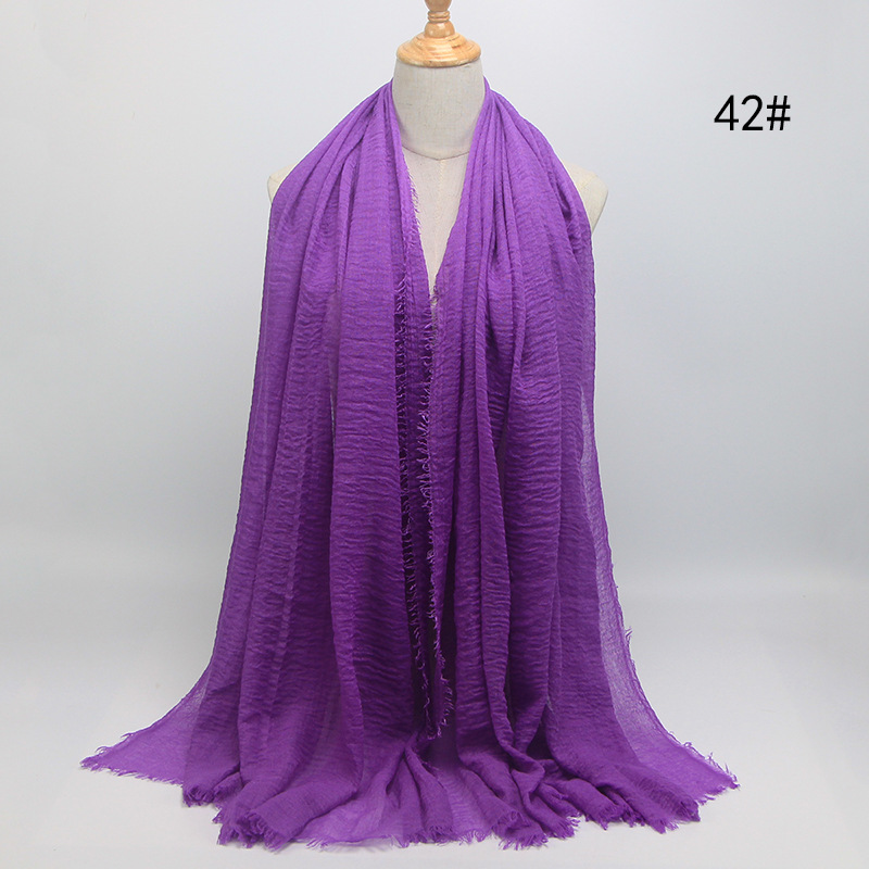 Cotton linen folds wrapped head scarf women scarf wholesale
