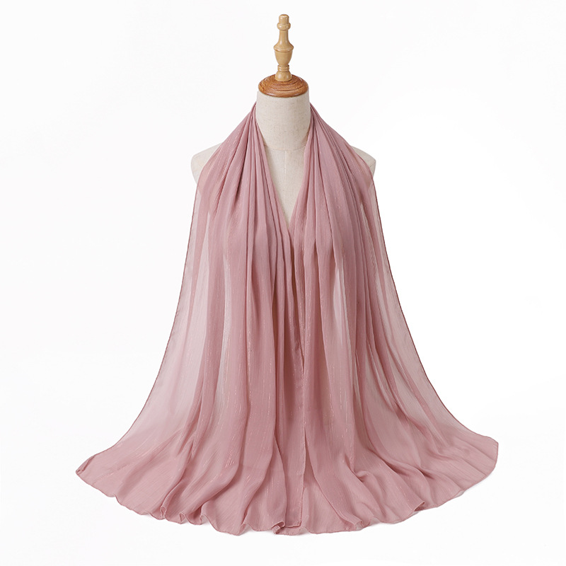 Wholesale hijab Scarf gold silk natural wrinkled chiffon scarf uk supply