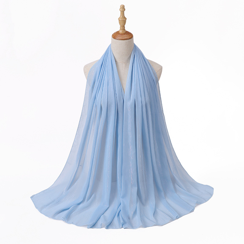 Wholesale hijab Scarf gold silk natural wrinkled chiffon scarf uk supply