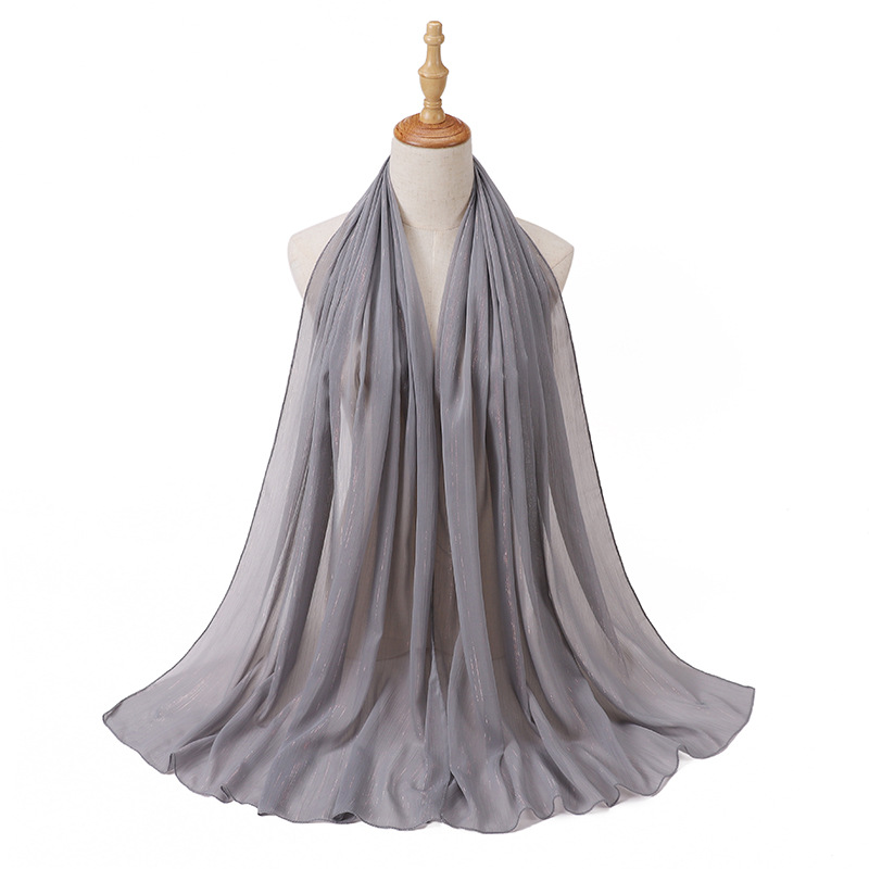 Wholesale hijab Scarf gold silk natural wrinkled chiffon scarf uk supply