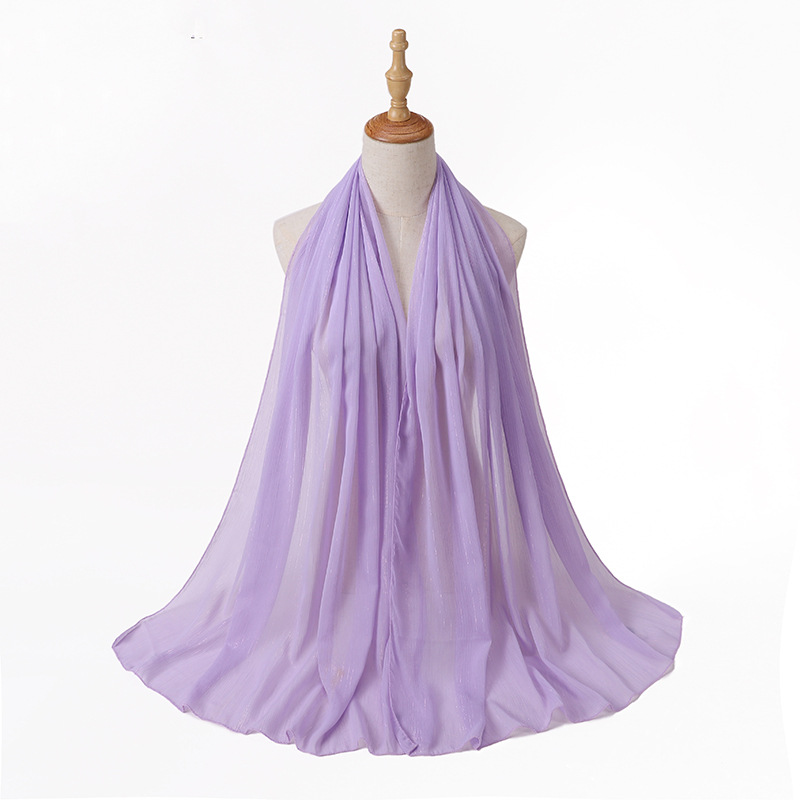 Wholesale hijab Scarf gold silk natural wrinkled chiffon scarf uk supply