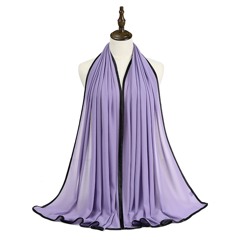 Wholesale Silk scarves women pearl chiffon edging headscarves supplier
