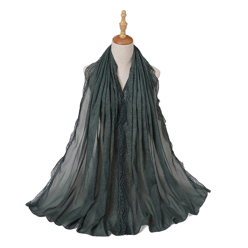 Wholesale scarves Indonesian hijab scarf women lace hot drilling supplier