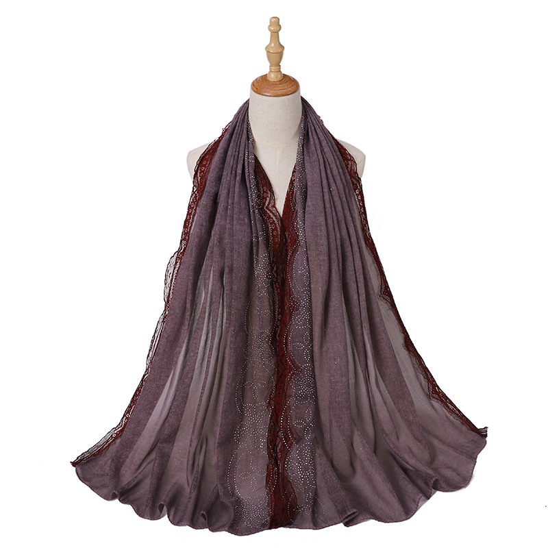 Wholesale scarves Indonesian hijab scarf women lace hot drilling supplier