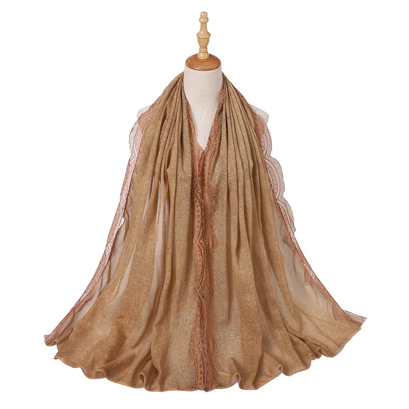 Wholesale scarves Indonesian hijab scarf women lace hot drilling supplier