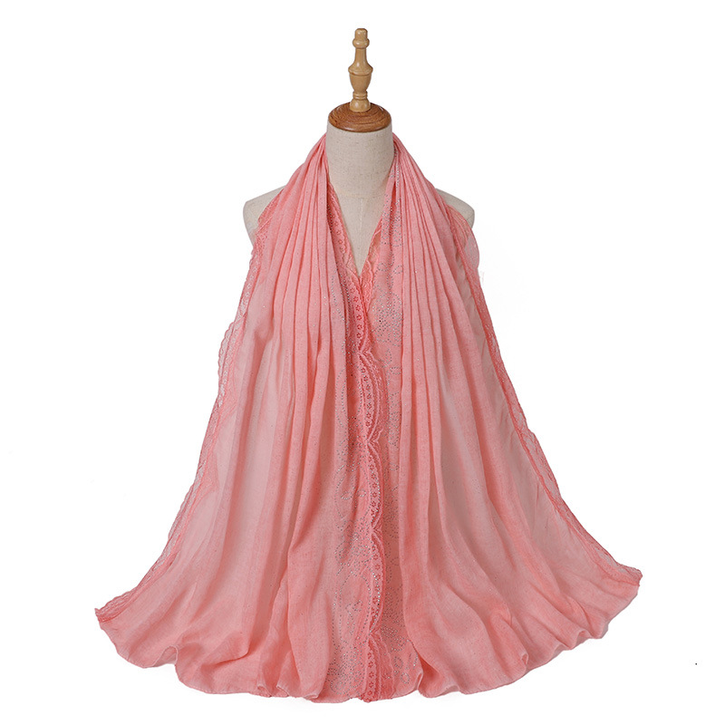 Wholesale scarves Indonesian hijab scarf women lace hot drilling supplier