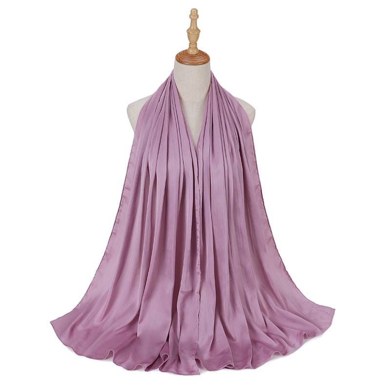 Wholesale scarf pearl chiffon wrinkle scarf breathable women scarf supplier