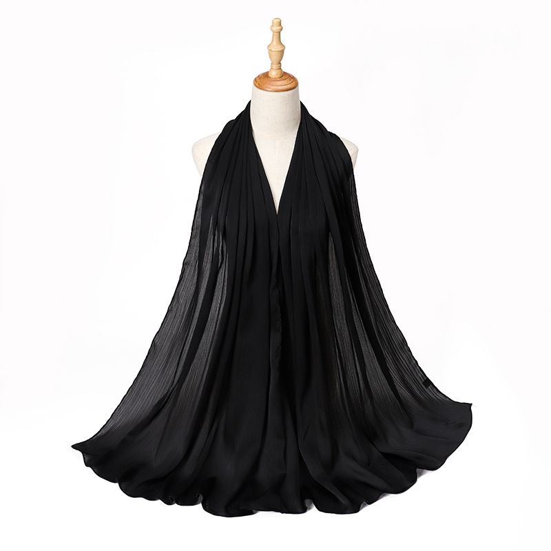 Wholesale scarf pearl chiffon wrinkle scarf breathable women scarf supplier