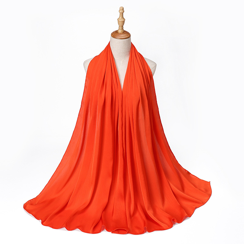 Wholesale scarf pearl chiffon wrinkle scarf breathable women scarf supplier
