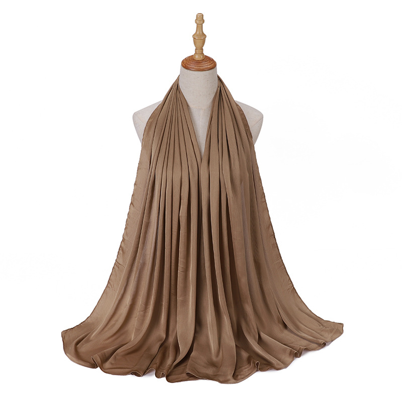 Wholesale scarf pearl chiffon wrinkle scarf breathable women scarf supplier