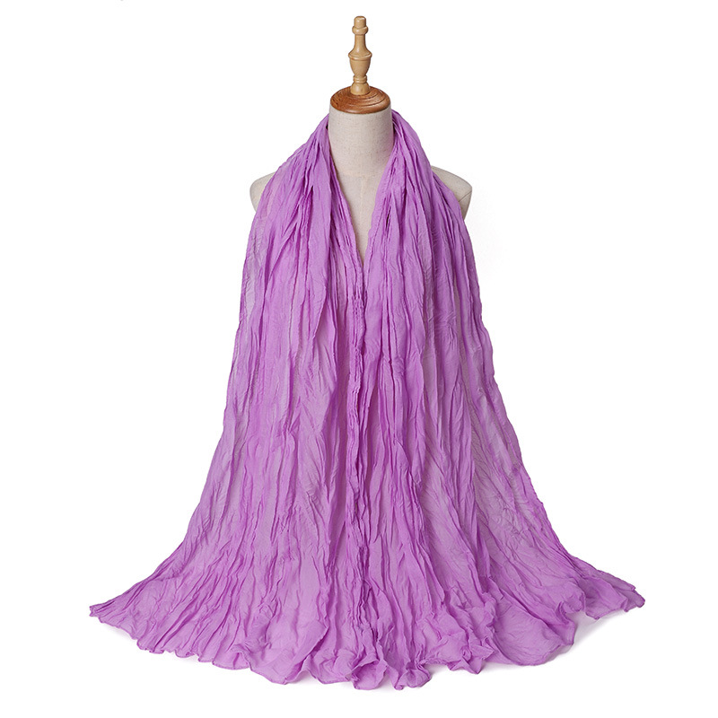 Wholesale Scarf Bali Yarn Scarf Pleated Cotton Linen Scarf Candy Color Supply