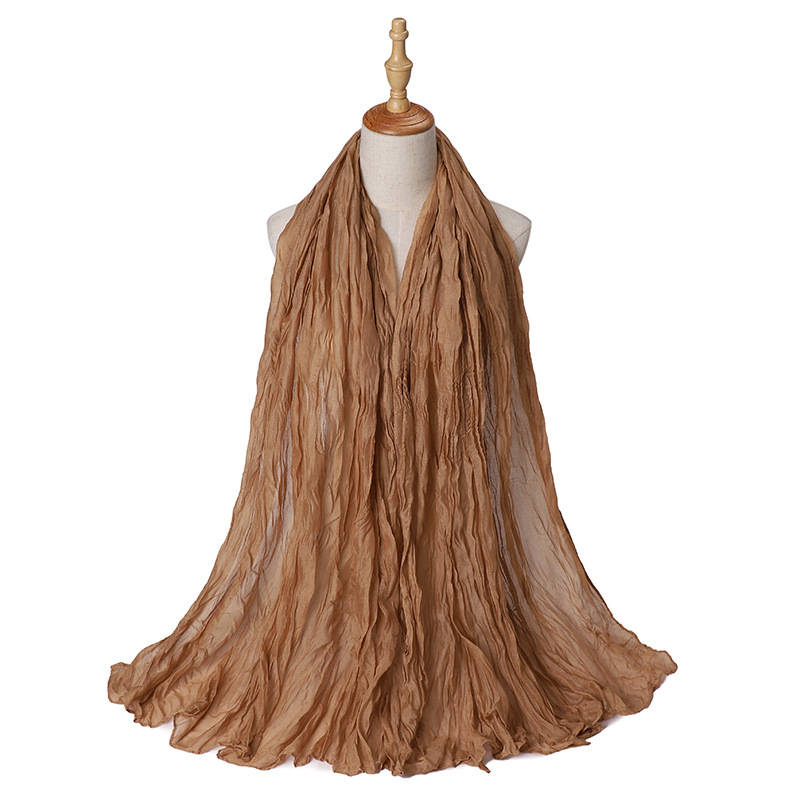 Wholesale Scarf Bali Yarn Scarf Pleated Cotton Linen Scarf Candy Color Supply