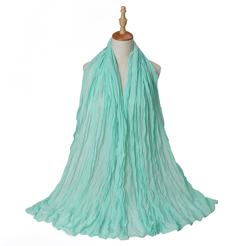 Wholesale Scarf Bali Yarn Scarf Pleated Cotton Linen Scarf Candy Color Supply