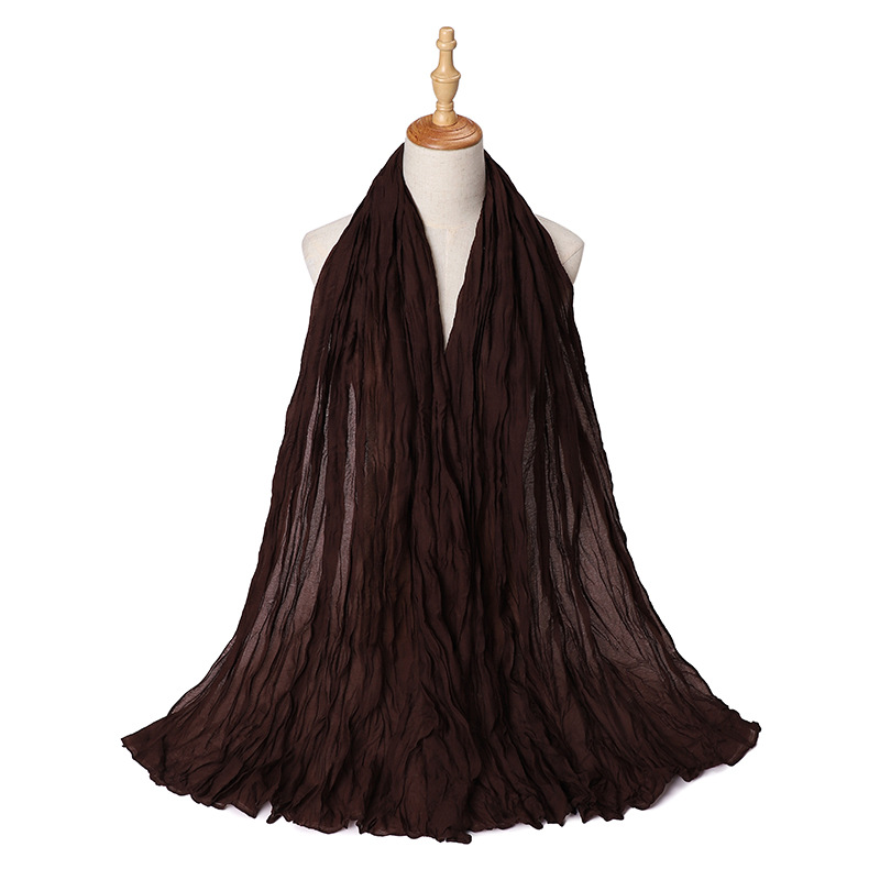 Wholesale Scarf Bali Yarn Scarf Pleated Cotton Linen Scarf Candy Color Supply