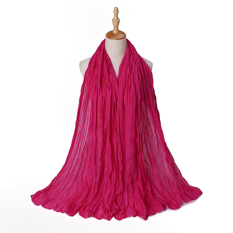Wholesale Scarf Bali Yarn Scarf Pleated Cotton Linen Scarf Candy Color Supply