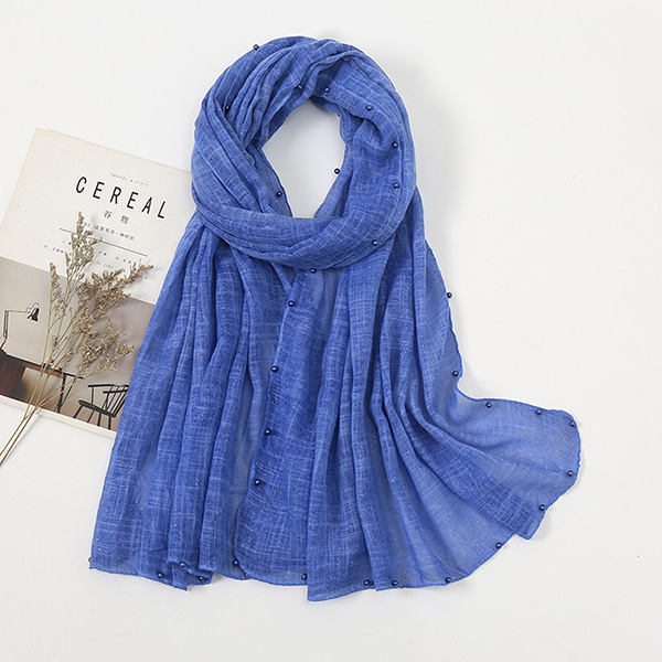 Supply cotton turban women sprinkled gold pearl scarf shawl supplier