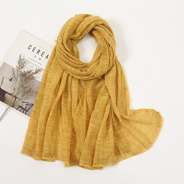 Supply cotton turban women sprinkled gold pearl scarf shawl supplier