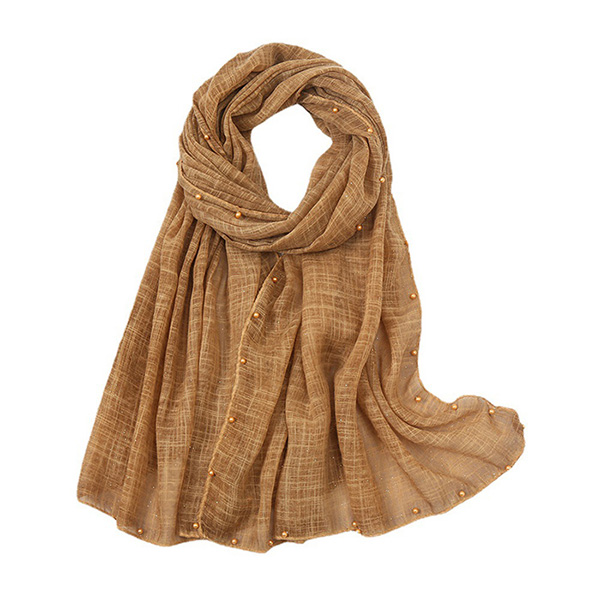 Supply cotton turban women sprinkled gold pearl scarf shawl supplier