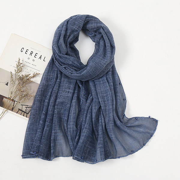 Supply cotton turban women sprinkled gold pearl scarf shawl supplier