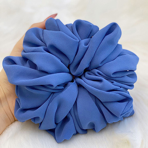 Pearl Chiffon Bunch Hair Tie Pure Color Base Flower Bandana Scarf Accessories