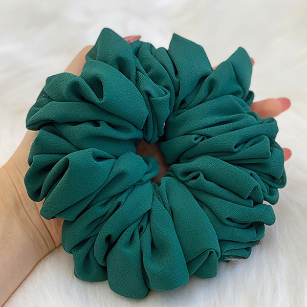 Pearl Chiffon Bunch Hair Tie Pure Color Base Flower Bandana Scarf Accessories
