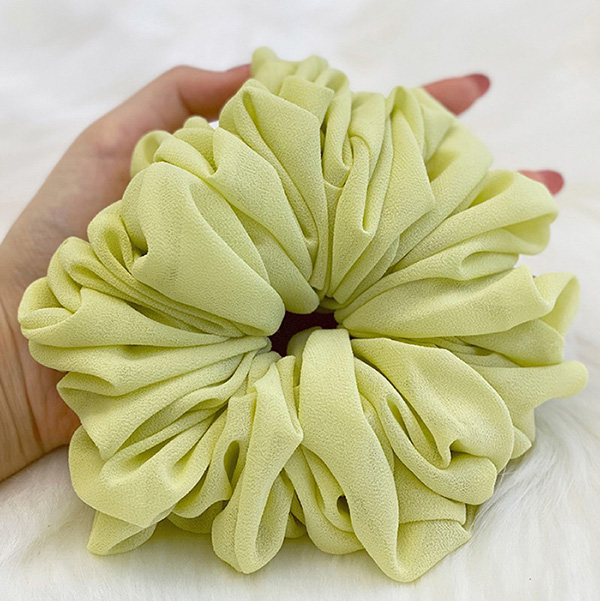 Pearl Chiffon Bunch Hair Tie Pure Color Base Flower Bandana Scarf Accessories