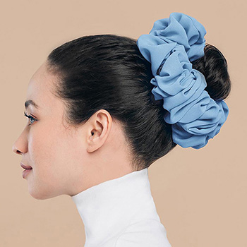 Pearl Chiffon Bunch Hair Tie Pure Color Base Flower Bandana Scarf Accessories