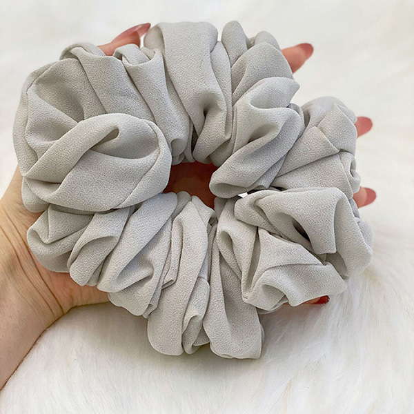 Pearl Chiffon Bunch Hair Tie Pure Color Base Flower Bandana Scarf Accessories