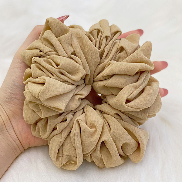 Pearl Chiffon Bunch Hair Tie Pure Color Base Flower Bandana Scarf Accessories