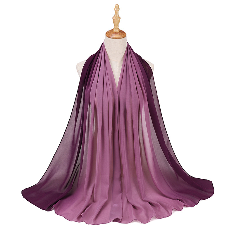 Supply hijab scarf macaron gradient color chiffon wrinkled turban scarf manufacturers