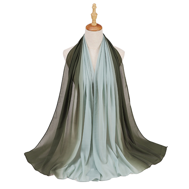 Supply hijab scarf macaron gradient color chiffon wrinkled turban scarf manufacturers