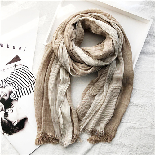 New Japanese and Korean literary style striped cotton hemp couple scarf mori silk scarf