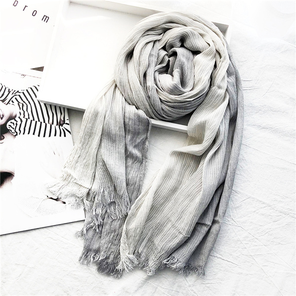 New Japanese and Korean literary style striped cotton hemp couple scarf mori silk scarf