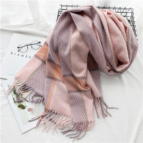 Wholesale plaid tassel wool scarf long thickened warm shawl supplier