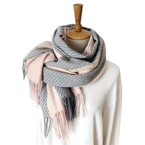 Wholesale plaid tassel wool scarf long thickened warm shawl supplier