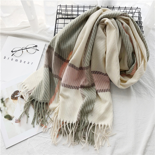 Wholesale plaid tassel wool scarf long thickened warm shawl supplier