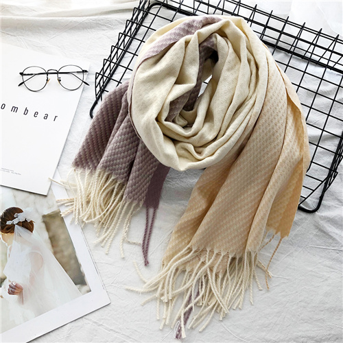 Wholesale plaid tassel wool scarf long thickened warm shawl supplier