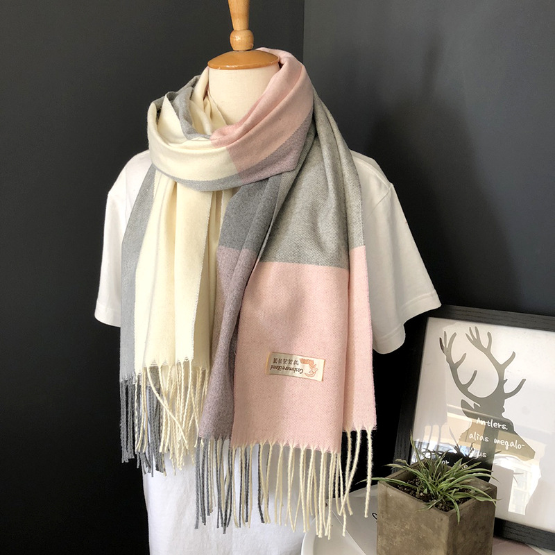 Wholesale cashmere check bird Check Scarf stripe warm shawl supplier