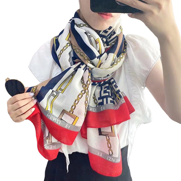 wholesale scarves letter printed cotton linen scarf supplier for women